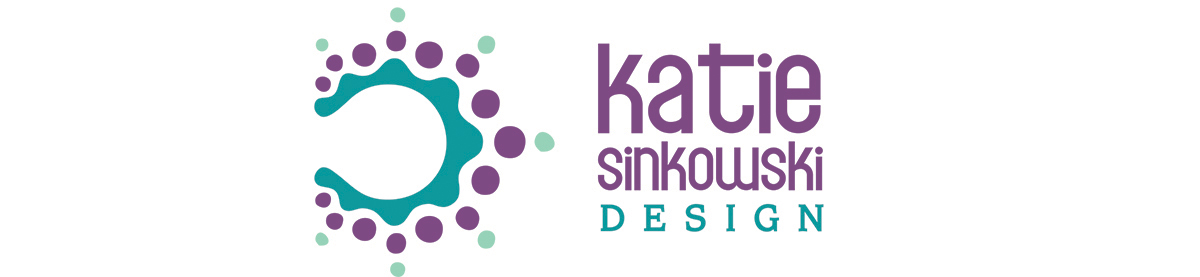 Katie Sinkowski Design logo with colour burst